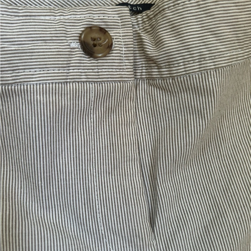 IZOD Dress Pants Women’s 14 Brown and White Stripes Stretch - Picture 3 of 11